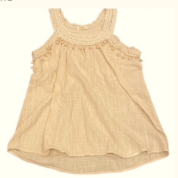 Adiva Anthropologie Linen Knit Crochet Pom Pom Tank Medium - Picture 6 of 7